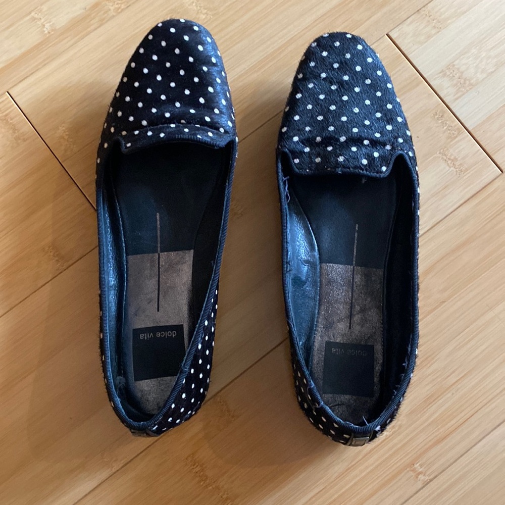 Dolce Vita Smoking Slippers Black with White Pin-dots - Size 6